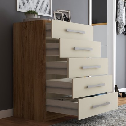 Cômoda 5 Gavetas Monique Naturale/Off White - Panorama Móveis