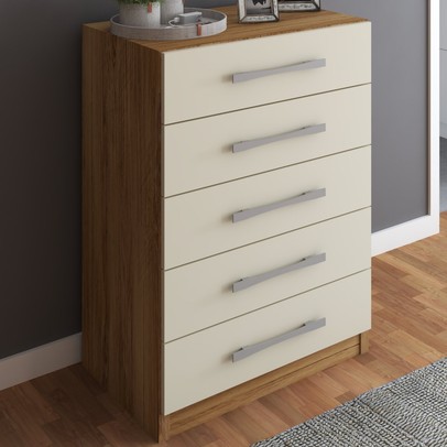 Cômoda 5 Gavetas Monique Naturale/Off White - Panorama Móveis
