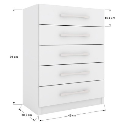 Cômoda 5 Gavetas Monique Branco - Panorama Móveis