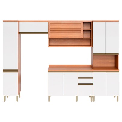 Cozinha Completa Macadâmia 10 Portas 3 Gavetas Freijó/Branco 914427 - Telasul