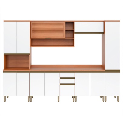 Cozinha Completa Macadâmia 12 Portas 3 Gavetas Freijó/Branco 914431 - Telasul