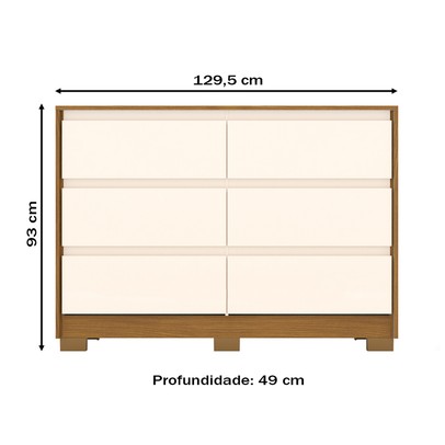 Cômoda Ravenna 6 Gavetas Nature/Off White - Henn