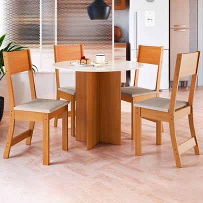 Mesa de Jantar 4 Lugares Freijó/Off White 10085.1 - Indékes