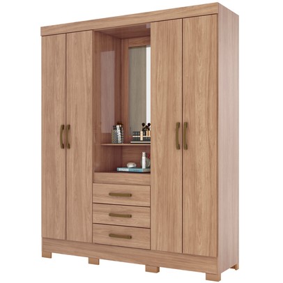 Guarda-Roupa Solteiro 4 Portas 3 Gavetas Jequitibá B24 - Briz