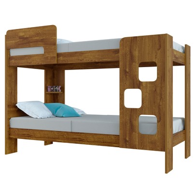 Beliche Vegas 100% Mdf 1 Prateleira com Escada e Grade de Segurança Ypê - Tigus