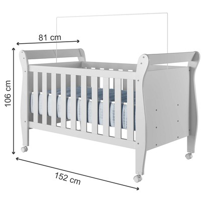 Berço Mini Cama Slim 100% Mdf com Colchão Branco - Tigus