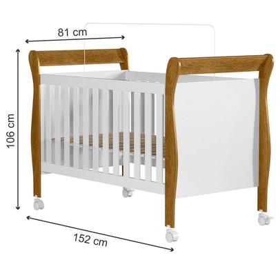 Berço Mini Cama Slim 100% Mdf com Colchão Branco/Ypê - Tigus