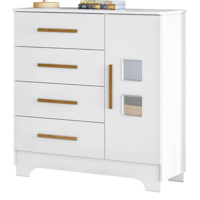 Cômoda Fly 1 Porta 4 Gavetas Branco - Tigus