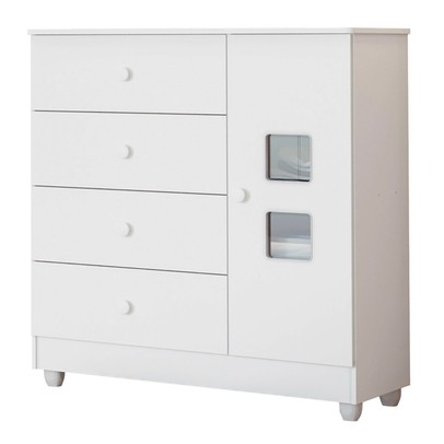 Cômoda de Bebê Life 1 Porta 4 Gavetas Branco - Tigus