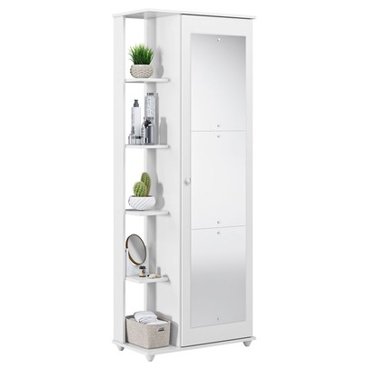 Sapateira Nina com Espelho 1 Porta 4 Prateleiras Branco - Tigus