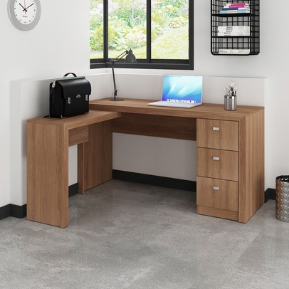 Mesa para Escritório 3 Gavetas Amendoa Me4101 - Tecno Mobili