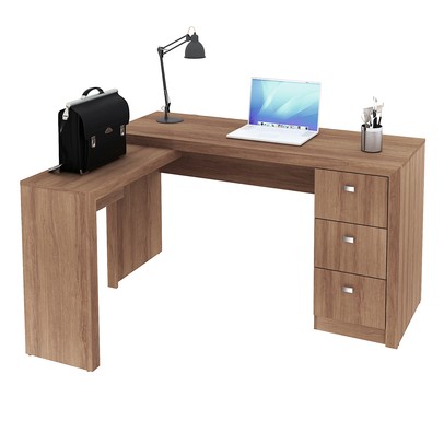 Mesa para Escritório 3 Gavetas Amendoa Me4101 - Tecno Mobili