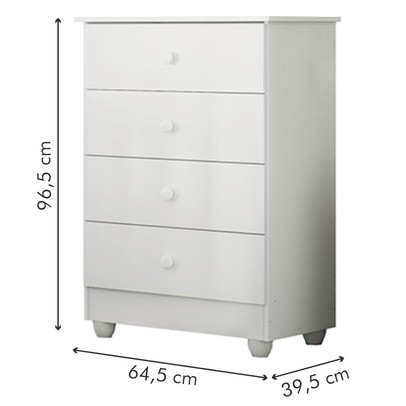Cômoda de Bebê Soft Life 4 Gavetas Branco - Tigus