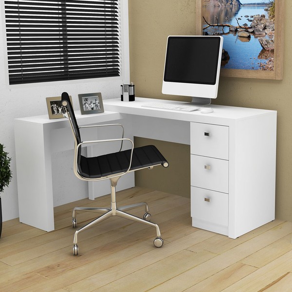 Mesa para Escritório 3 Gavetas Branco Me4101 - Tecno Mobili