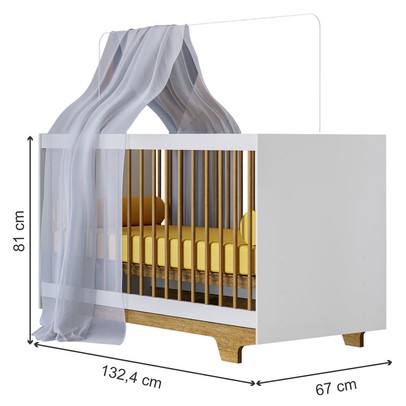 Berço Mini Cama Flocos 100% Mdf Branco/Ypê - Tigus