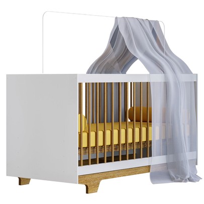 Berço Mini Cama Flocos 100% Mdf Branco/Ypê - Tigus