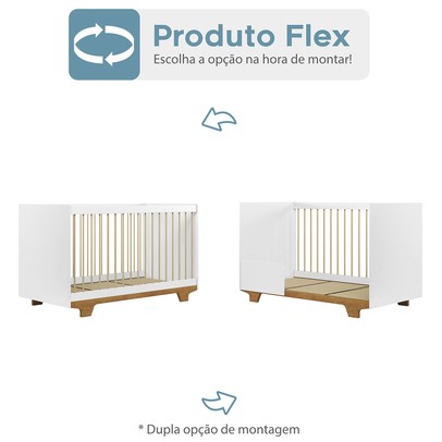 Berço Mini Cama Flocos 100% Mdf Branco/Ypê - Tigus