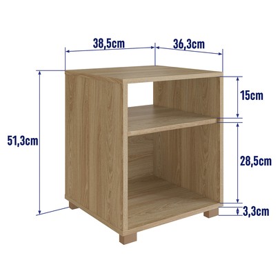 Mesa de Cabeceira Siena 2 Prateleiras Aveiro Oak - Completa Móveis