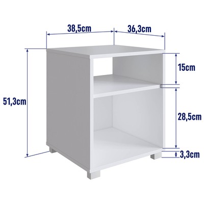 Mesa de Cabeceira Siena 2 Prateleiras Branco - Completa Móveis