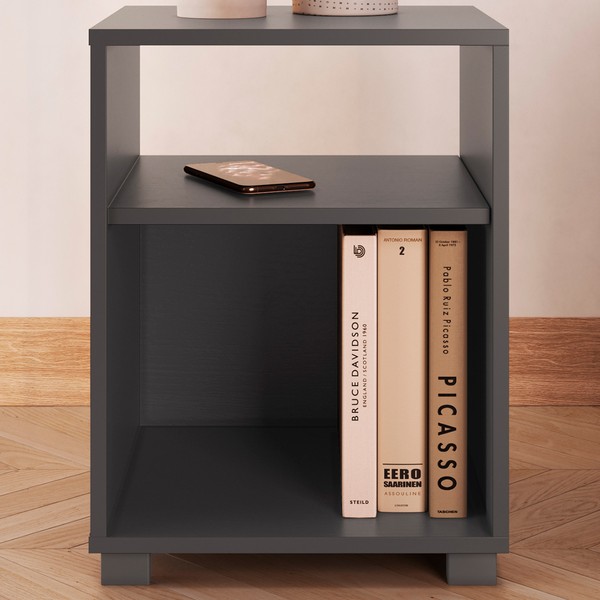 Mesa de Cabeceira Siena 2 Prateleiras Grafite - Completa Móveis