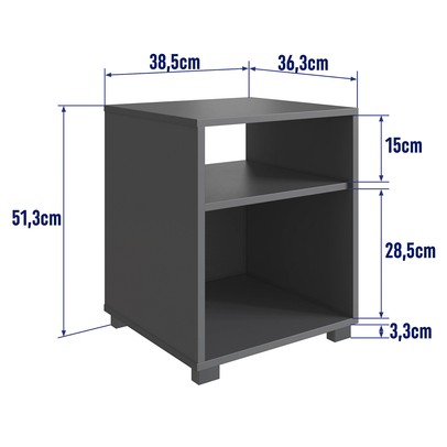 Mesa de Cabeceira Siena 2 Prateleiras Grafite - Completa Móveis