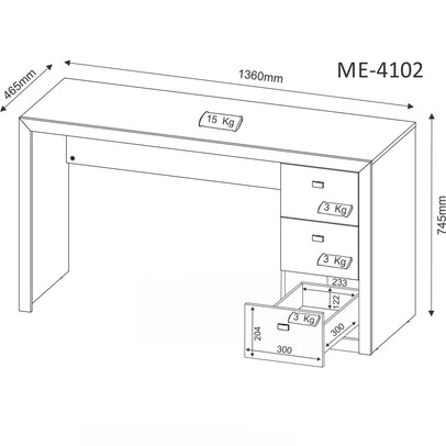 Mesa para Computador 3 Gavetas Branco Me4102 - Tecno Mobili