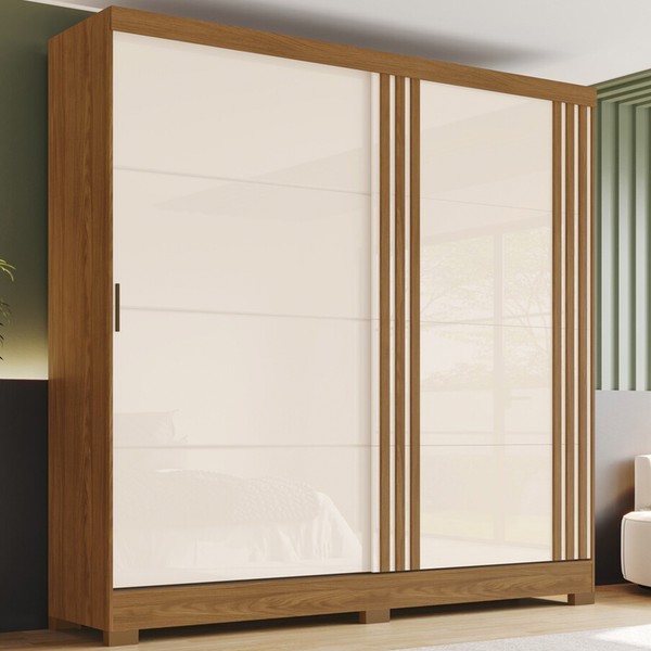 Guarda-Roupa Solteiro 2 Portas 3 Gavetas Nature/Off White B352 - Briz