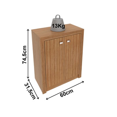 Armário para Escritório Baixo 2 Portas Amendoa Me4103 - Tecno Mobili