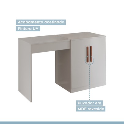 Penteadeira Multiuso 2 Portas com Espelho Branco - Tigus Baby