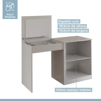 Penteadeira Multiuso 2 Portas com Espelho Branco - Tigus Baby