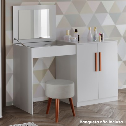 Penteadeira Multiuso 2 Portas com Espelho Branco - Tigus Baby