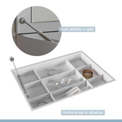 Penteadeira Multiuso 2 Portas com Espelho Branco - Tigus Baby