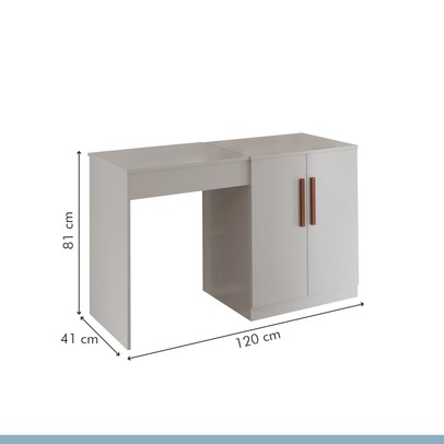 Penteadeira Multiuso 2 Portas com Espelho Branco - Tigus Baby