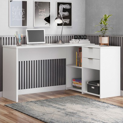 Mesa para Escritório 2 Gavetas Branco Nt2060 - Notável