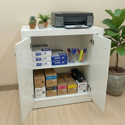Armário para Escritório Baixo 2 Portas Branco Me4103 - Tecno Mobili