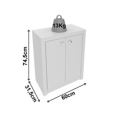Armário para Escritório Baixo 2 Portas Branco Me4103 - Tecno Mobili
