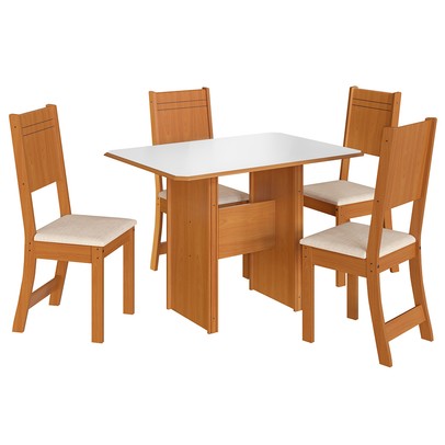 Mesa de Jantar 4 Lugares 10060.1 Freijó/Off White - Indékes