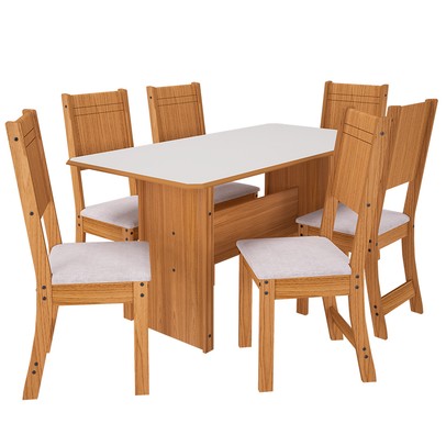 Mesa de Jantar 6 Lugares 10070.1 Freijó/Off White - Indékes
