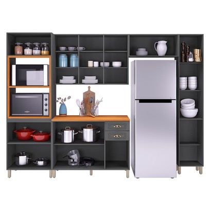 Cozinha Completa Firenze 14 Portas 2 Gavetas Chumbo 6171.107 - Indékes
