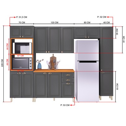 Cozinha Completa Firenze 14 Portas 2 Gavetas Chumbo 6171.107 - Indékes