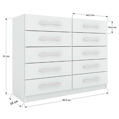 Cômoda Vitoria 10 Gavetas Branco - Panorama Móveis