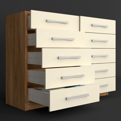 Cômoda Vitoria 10 Gavetas Naturale/Off White - Panorama Móveis