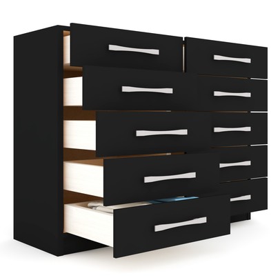 Cômoda Vitoria 10 Gavetas Preto - Panorama Móveis