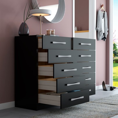 Cômoda Vitoria 10 Gavetas Preto - Panorama Móveis