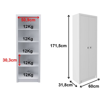 Armário para Escritório 2 Portas Branco Me4105 - Tecno Mobili