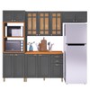 Cozinha Completa Firenze 12 Portas 2 Gavetas com Vidro 6171.103 Chumbo - Indékes