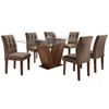 Mesa de Jantar 6 Lugares Vitória com Vidro Chocolate/Animale Marrom - Cel Móveis