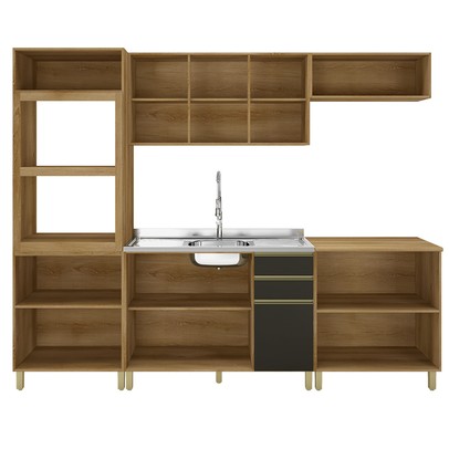 Cozinha Completa Dinamarca 12 Portas 2 Gavetas 6123.134 Chumbo - Indékes