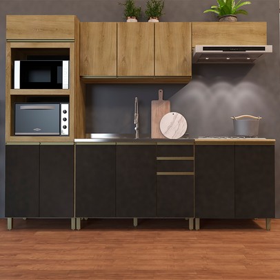 Cozinha Completa Dinamarca 12 Portas 2 Gavetas 6123.134 Chumbo - Indékes