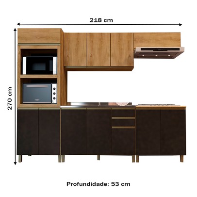 Cozinha Completa Dinamarca 12 Portas 2 Gavetas 6123.134 Chumbo - Indékes